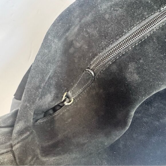 FURLA Suede Leather Large Hobo Shoulder Bag Oversized Boho Gold Hardware Ring - Picture 12 of 16